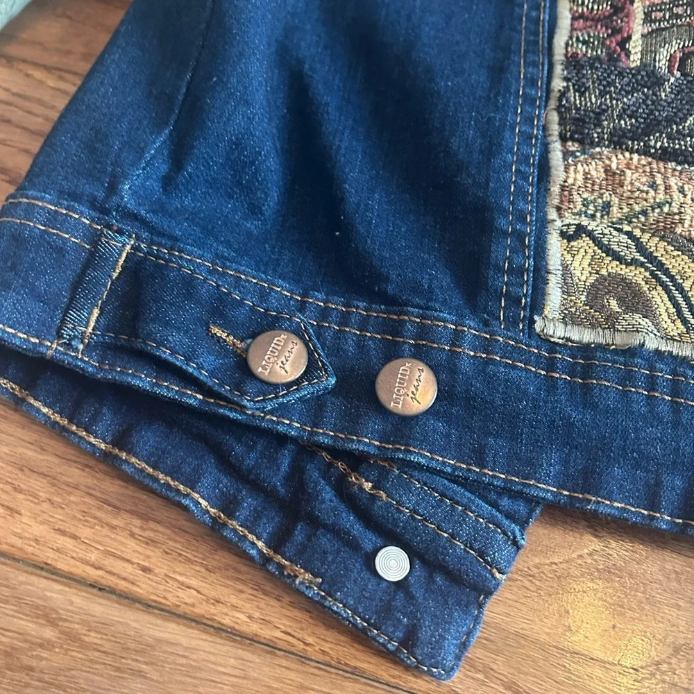 Whimsigoth tapestry patchwork denim jacket - Picture 7 of 15